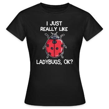 J’aime vraiment les coccinelles - T-shirt Femme - noir - Devant - AI Model Female 172 dark (172cm)