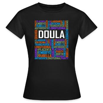 Doula Words - Women's T-Shirt - black - Front - AI Model Female 172 dark (172cm)