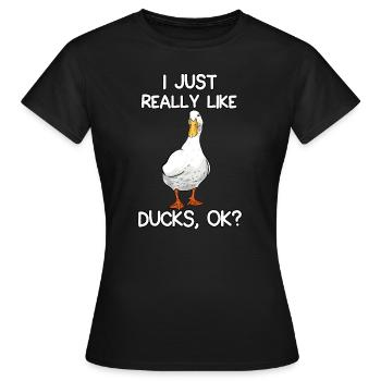 J'aime vraiment les canards - T-shirt Femme - noir - Devant - AI Model Female 172 dark (172cm)