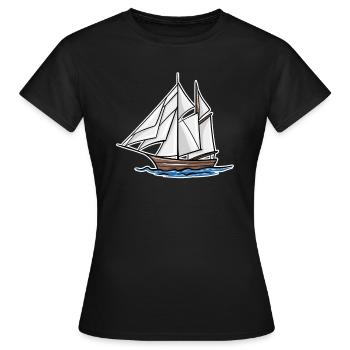 Boot - Frauen T-Shirt - Schwarz - Vorne - AI Model Female 172 dark (172cm)