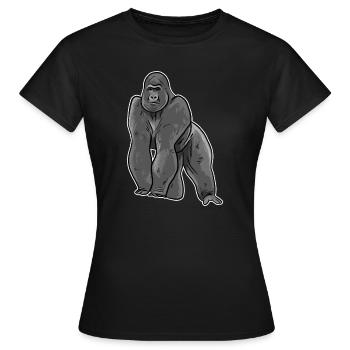 Gorilla Illustration - Women's T-Shirt - black - Front - AI Model Female 172 dark (172cm)