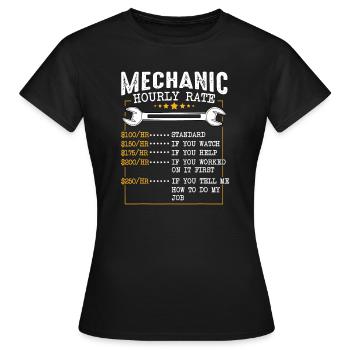 Mechanic Hourly Rate Labor Rates, Co-Workers Car - Women's T-Shirt - black - Front - AI Model Female 172 dark (172cm)