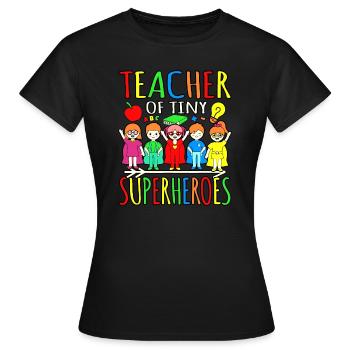 Premier jour de l’enseignant de minuscules super-héros - T-shirt Femme - noir - Devant - AI Model Female 172 dark (172cm)