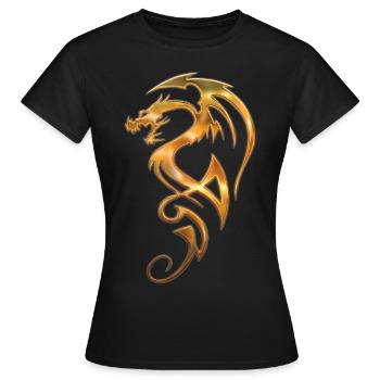 Tribal Dragon - T-shirt Femme - noir - Devant - AI Model Female 172 dark (172cm)