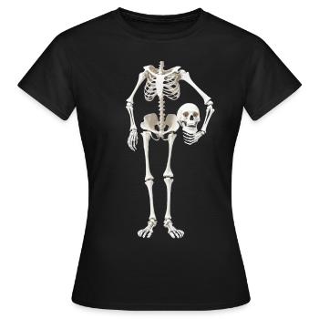 Skeleton Costume Funny Halloween Carnival Headless - Women's T-Shirt - black - Front - AI Model Female 172 dark (172cm)