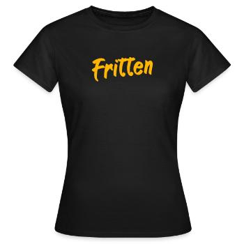 Frites,Frites,Frites,Pommes de terre,Frites - T-shirt Femme - noir - Devant - AI Model Female 172 dark (172cm)