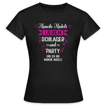 MANCHE MÄDELS LIEBEN SCHLAGER UND PARTY - Frauen T-Shirt - Schwarz - Vorne - AI Model Female 172 dark (172cm)