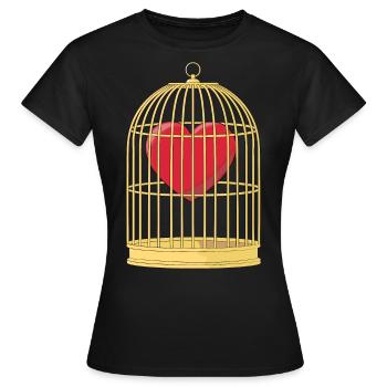 CAGED HEART - CŒUR DANS LA CAGE - T-shirt Femme - noir - Devant - AI Model Female 172 dark (172cm)