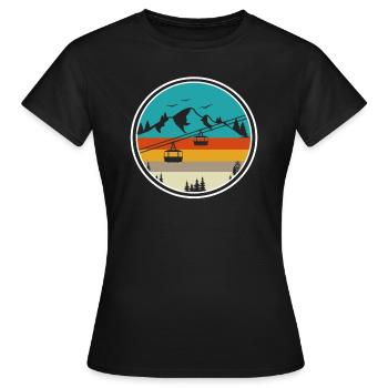 Cable car Gondola Aerial cableway in front of Bergen - Women's T-Shirt - black - Front - AI Model Female 172 dark (172cm)