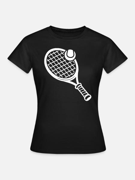 Tennisschläger Tennisball Tennis - Frauen T-Shirt - Schwarz