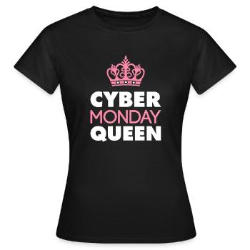 Cyber Monday Queen Buy Krone Fun Humor Joy - Women's T-Shirt - black - Front - AI Model Female 172 dark (172cm)