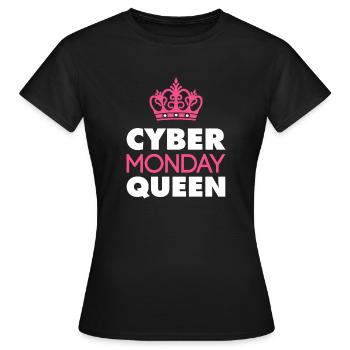 Cyber Monday Queen Buy Krone Fun Humor Joy - Women's T-Shirt - black - Front - AI Model Female 172 dark (172cm)