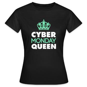 Cyber Monday Queen Buy Krone Fun Humor Joy - Women's T-Shirt - black - Front - AI Model Female 172 dark (172cm)