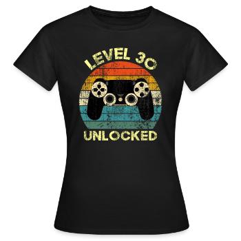 Cadeau Birhday de niveau 30 déverrouillé - T-shirt Femme - noir - Devant - AI Model Female 172 dark (172cm)