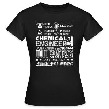 Travail d’ingénieur chimique - T-shirt Femme - noir - Devant - AI Model Female 172 dark (172cm)