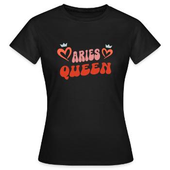 Aries Queen - Widder Sternzeichen - Frauen T-Shirt - Schwarz - Vorne - AI Model Female 172 dark (172cm)