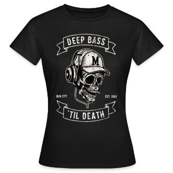 Deep Bass jusqu’à la mort | Conception minimale des basses et de l’électroérosion - T-shirt Femme - noir - Devant - AI Model Female 172 dark (172cm)