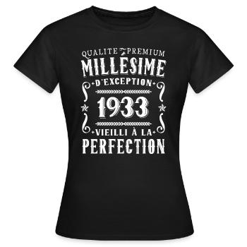 Anniversaire Millésime 1933 Cadeau Fête - T-shirt Femme - noir - Devant - AI Model Female 172 dark (172cm)