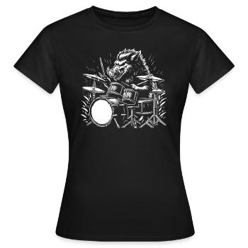 sanglier jouant de la batterie dans un groupe de punk rock - T-shirt Femme - noir - Devant - AI Model Female 172 dark (172cm)