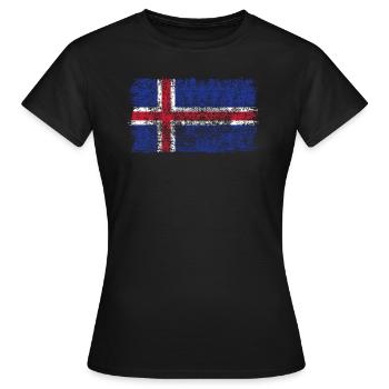 Iceland Flag Iceland Icelandic Flag - Women's T-Shirt - black - Front - AI Model Female 172 dark (172cm)