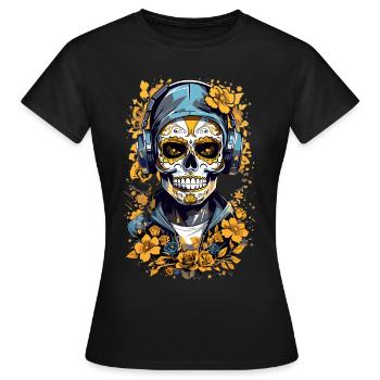 Crâne de sucre doré - T-shirt Femme - noir - Devant - AI Model Female 172 dark (172cm)