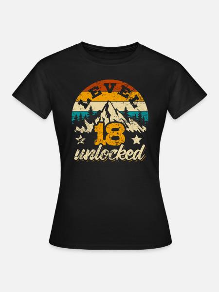 Niveau 18 débloqué - Gamer - Anniversaire - Cadeau - T-shirt Femme - noir