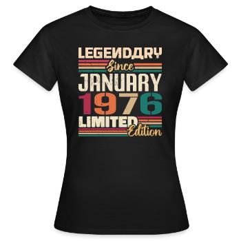 Cadeau d’anniversaire Né en Janvier 1976 - 1976 - T-shirt Femme - noir - Devant - AI Model Female 172 dark (172cm)