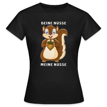 EICHHÖRNCHEN DEINE NÜSSE MEINE NÜSSE - Frauen T-Shirt - Schwarz - Vorne - AI Model Female 172 dark (172cm)