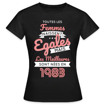 Anniversaire 40 ans - Meilleures sont nées en 1983 - T-shirt Femme - noir - Devant - AI Model Female 172 dark (172cm)