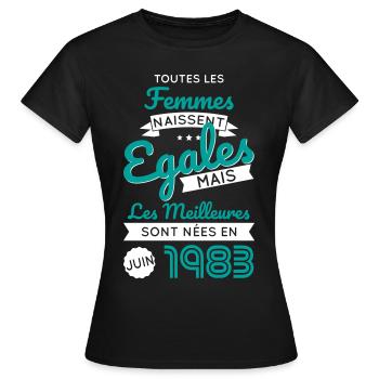 Anniversaire 40 ans - Meilleures nées Juin 1983 - T-shirt Femme - noir - Devant - AI Model Female 172 dark (172cm)