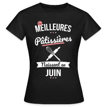 Les meilleures pâtissières naissent en Juin - T-shirt Femme - noir - Devant - AI Model Female 172 dark (172cm)