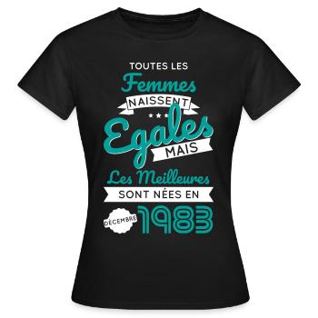 Anniversaire 40 ans - Meilleures Décembre 1983 - T-shirt Femme - noir - Devant - AI Model Female 172 dark (172cm)
