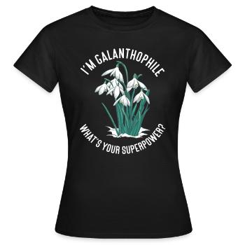 Perce-neige Galanthus Je suis Galanthophile - T-shirt Femme - noir - Devant - AI Model Female 172 dark (172cm)