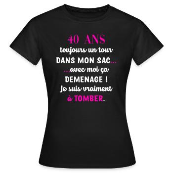 40 ans anniversaire - T-shirt Femme - noir - Devant - AI Model Female 172 dark (172cm)