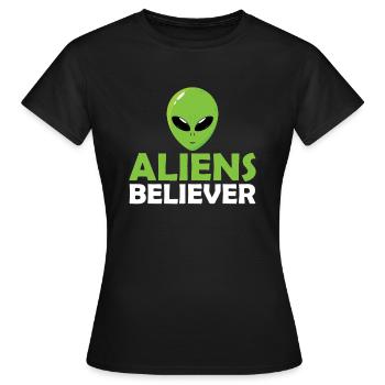Aliens Believer Universe Alien Aliens - Women's T-Shirt - black - Front - AI Model Female 172 dark (172cm)