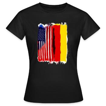 USA Germany flag American German Roots Deutscher - Frauen T-Shirt - Schwarz - Vorne - AI Model Female 172 dark (172cm)