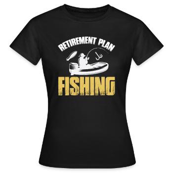 Retirement Plan Fishing Makrele Sportangler - Frauen T-Shirt - Schwarz - Vorne - AI Model Female 172 dark (172cm)