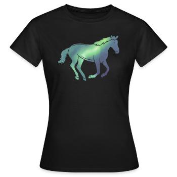 Island Islandpferd Isländer Pferd Polarlicht - Frauen T-Shirt - Schwarz - Vorne - AI Model Female 172 dark (172cm)