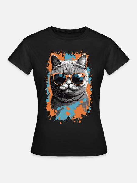 Britische Kurzhaar Katze Cooles Katzen Design - Frauen T-Shirt - Schwarz