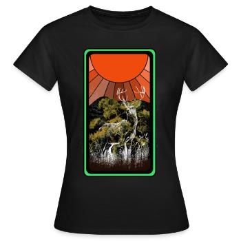 Wildnis Waldtier Hirsch Elch Natur Sonne Rotwild - Frauen T-Shirt - Schwarz - Vorne - AI Model Female 172 dark (172cm)