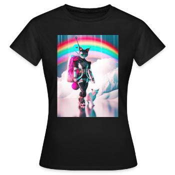Cyborg Cats Sci-fi Geisha Idée cadeau - T-shirt Femme - noir - Devant - AI Model Female 172 dark (172cm)