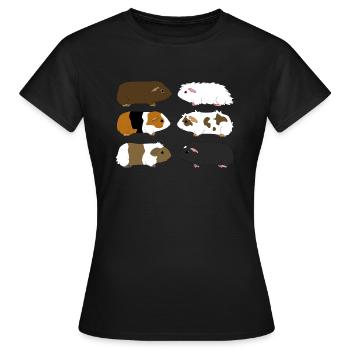 sechs Meerschweinchen - Frauen T-Shirt - Schwarz - Vorne - AI Model Female 172 dark (172cm)