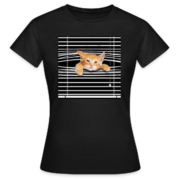Neugieriges Kätzchen Humorkatze - Frauen T-Shirt - Schwarz - Vorne - AI Model Female 172 dark (172cm)