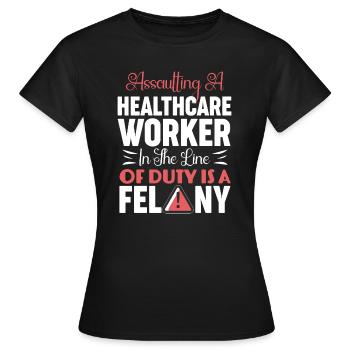 Agression d’un crime de service de ligne de soins de santé - T-shirt Femme - noir - Devant - AI Model Female 172 dark (172cm)