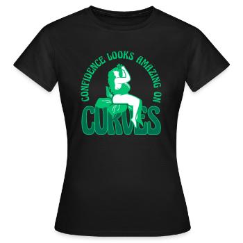 Curvy Chick Body Acceptance - Women's T-Shirt - black - Front - AI Model Female 172 dark (172cm)