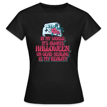 Infirmière Halloween Party Gag - T-shirt Femme - noir - Devant - AI Model Female 172 dark (172cm)