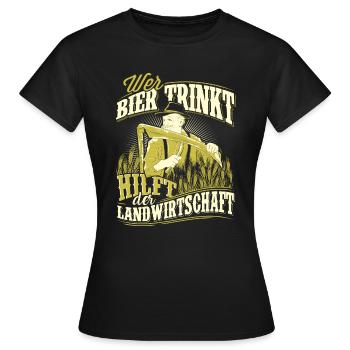 Bier Beerpong Saufen Weizenbier Landwirtschaft - Frauen T-Shirt - Schwarz - Vorne - AI Model Female 172 dark (172cm)