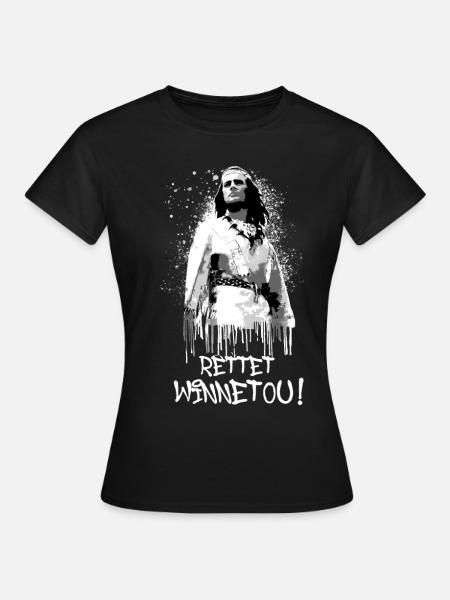 rettet winnetou,winnetou,indianer,illustration - Frauen T-Shirt - Schwarz