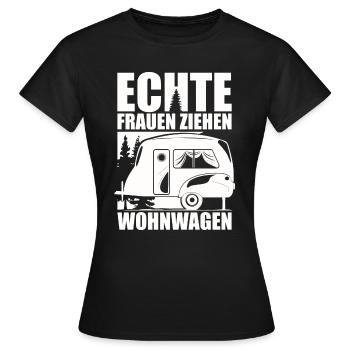 Wohnwagen Camping Geschenk - Frauen T-Shirt - Schwarz - Vorne - AI Model Female 172 dark (172cm)