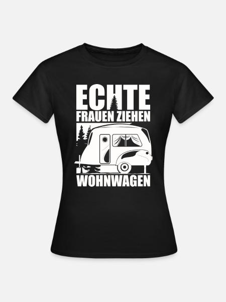 Wohnwagen Camping Geschenk - Frauen T-Shirt - Schwarz